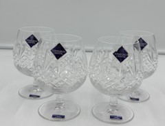Edinburgh Crystal Cut Lead Brandy Balloon Glasses Set of 4 Scotland Vintage
