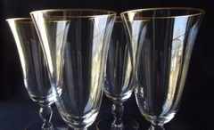 SET OF 4 VINTAGE GLASTONBURY-LOTUS ‘SHARON CLEAR’ CRYSTAL ICE TEA GLASSES 6-5/8″
