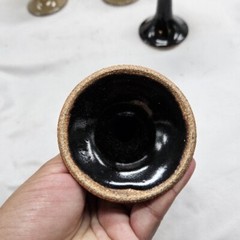 Set of 4 Vintage Goblets Wine Glasses Handmade Pottery Stoneware