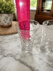 Vintage Clear Bubble Textured Drinking Glasses Set of 2 4” Tumblers