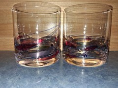 2 Luminescence Romania Milano Whiskey Glasses-Stained Glass-3.5″×3.25″-Clean!!!