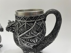 2x Cottage Garden Dragon Antique Silver 14 ounce Stainless Steel Insert Goblet C