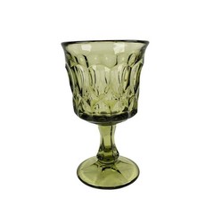 Vintage Noritake Thumbprints & Panels Wine Glass Set of 3 Green MCM 1970-80s