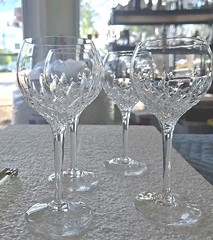 Set 4 Stuart Crystal MANHATTAN SHERRY Wine Goblet Glasses Signed Made in England