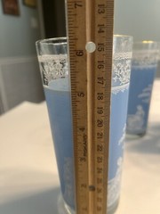 13pc Vintage Jeanette Hellenic Wedgwood Blue Pitcher Tumblers Juice Glasses