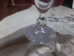 4 Vintage Libbey Glass White Rose Cordials Goblets Gold Ribbon 1 Oz Stem 3003