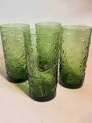 Vintage Libby Tumblers Garden Vine Citrus Green Set of 4 RARE MCM