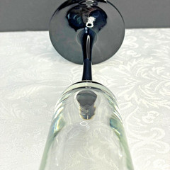 Luminarc France Vintage Domino Black Stem Flared Fluted Tulip Champagne Glass