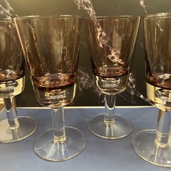 Winterthur Jewel Tone Amethyst Water/Wine Goblets Set/4 Bubble Stem 8 1/4”