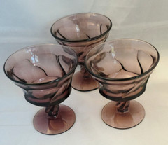 Lot of 3 VTG Fostoria Jamestown Purple Amethyst Champagne Sherbet Glasses