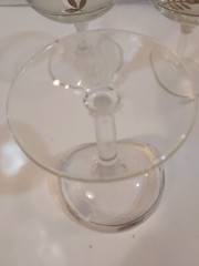 Set Of 3 Vintage Libbey Silver Leaf/Foliage Stemmed Wine/Champaign Frosted Glass