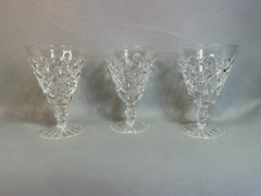 Vintage 3 Waterford Crystal Adare Claret Wine Glasses Old Acid Stamp