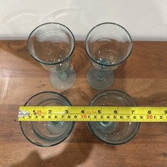 Vintage Large Frosted Teal Baby Blue Footed Water Wine Goblets Set of 4