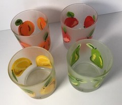 Dartington Designs France Lowball Tumbler frosted fruit glasses set of 4