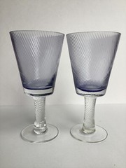Present Tense Tango Blue Optic Swirl Water Goblet 8 3/4” Purple Set 2 Wine Glass