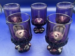 5 Tiffin Franciscan Madeira Plum 4 7/8″ Wine/Juice Glasses 1970-79