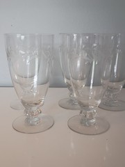 Vintage Tiffin Franciscan Laurel Etched Parfait Glasses, set of 5
