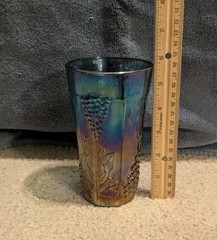 Vintage Indiana Blue Carnival Glass Harvest Grape Tumbler 5.75″ Tall