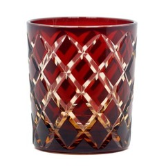 Hand Cut To Clear Whiskey Glasses Edo Kiriko Crystal Glass Tumbler Red 9oz