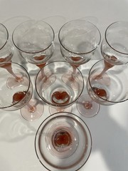 Mikasa Sea Mist Coral Frosted Stemmed Water/Wine Glasses Vintage 9 ¼” Set of 8