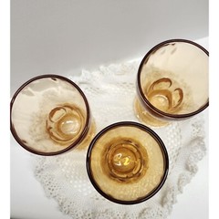 Moondrops New Martinsville Viking Glass Amber Tumblers Vintage Glasses