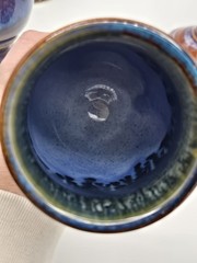 Bill Campbell Studio Art Pottery Wine Goblets Chalices Blue Drip Glaze Set Of 4