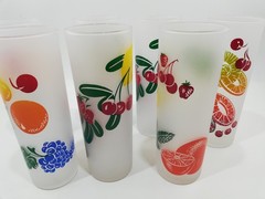 VTG MCM Federal Glass frosted fruit collins glasses (set of 6) VGC