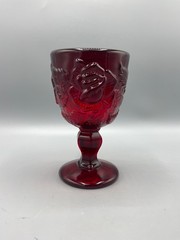 Vintage Madonna Inn Wild Rose Goblet Ruby Red Cadmium Glow 5” Tall