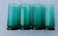 Set of 4 Vintage Mid-Century Anchor Hocking Essex Green 12 oz Glass Tumblers