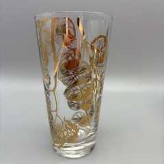 Gay Fad Gold Acorn Leaf High Ball Glasses 5.75” Tall 12 Oz MCM Set Of 7