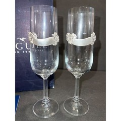 Seagull pewter wedding flutes wine glasses crystal rose engravable gift VINTAGE