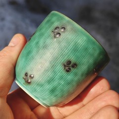 Gustavsberg Argenta pair of cups made in Sweden 1940s by Wilhelm Kåge