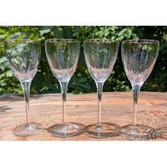 Lenox Firelight Clear Crystal Gold Rim Water Goblets Set of 4 Hand Blown 8 5/8″