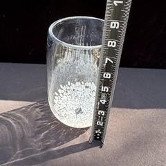 Hand Blown Studio Art Glass Signed Clear & White Confetti Design Vase Beautiful!