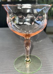 Watermelon Pink Depression & Green Vaseline Uranium Cocktail Glass – Chipped