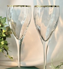 Palio Gold Wine Glass Primavera Di Cristallo Vintage Wine Goblets – Pair *