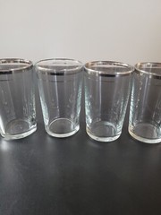 Lot of 4 Vintage MacBeth-Evans MBE4 4oz. Glass 3.5″ with Platinum/Silver Rim