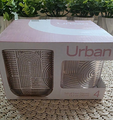 Set of 4 Pink Textured Urban Rock Glasses 13.2oz Bar / Kitchen