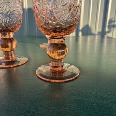 4 Beautiful Pink Heavy Glass Entertaining Goblets