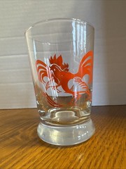 Vintage Libby Juice Glass Red Rooster 3.75” Weighted Bottom