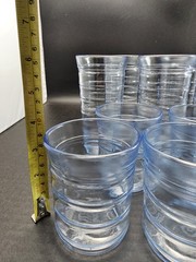Vintage Clear Blue Ribbed Design Glasses set of 12, 6 @ 6-1/8” & 6 @ 3-1/2″