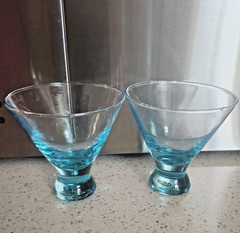 Martini & Cocktail Glasses Aqua Blue Base Glass Approx 4 Oz