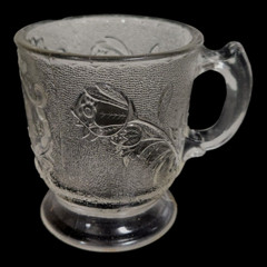 EAPG Campbell, Jones & Co no 125 Rose In Snow Clear Glass Remembrance Mug c 1883