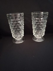 Set of 2 Vintage Fostoria American Cubist Clear Footed Iced Tea Glasses