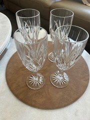 4 WATERFORD Crystal  Marquis Pattern Stemmed Glass (Water or Iced Tea), 8.4″