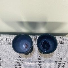 Clay Goblets Pair DK NC Cobalt Blue Studio Pottery Sanford, NC USA