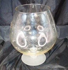 Vintage Brandy Snifter/Vase Etched Floral Glass Extra Large 11.5” tall
