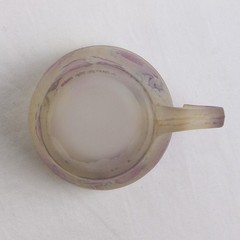 Handmade Al-Rama Floral Art Nouveau Clear/Pink Glass Cup, 2.2″ Tall, Israel