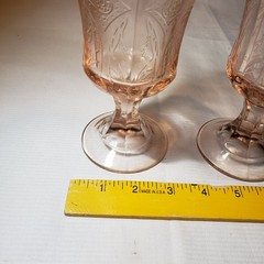 Pair of Vintage Indiana Glass Pink Madrid Recollection Water Goblets