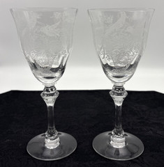 2 Tiffin Persian Pheasant 8″ Water or Wine Goblets 10 Oz